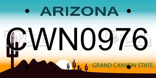CWN0976 Arizona License Plate
