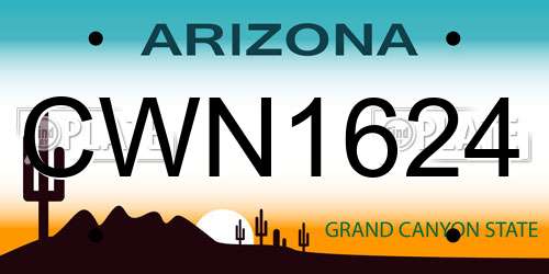 CWN1624 Arizona License Plate