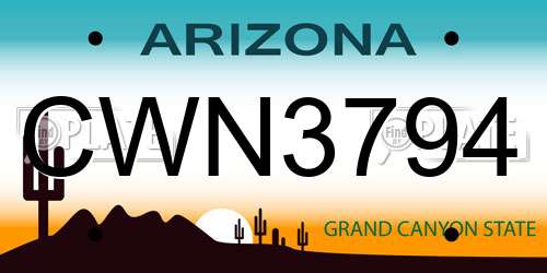 CWN3794 Arizona License Plate