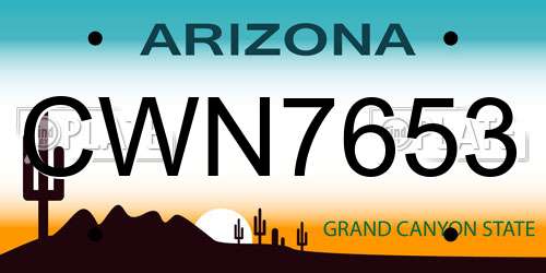 CWN7653 Arizona License Plate