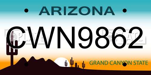 CWN9862 Arizona License Plate