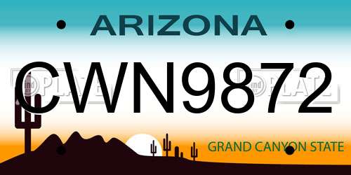 CWN9872 Arizona License Plate