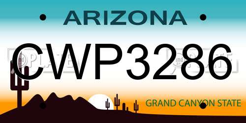 CWP3286 Arizona License Plate