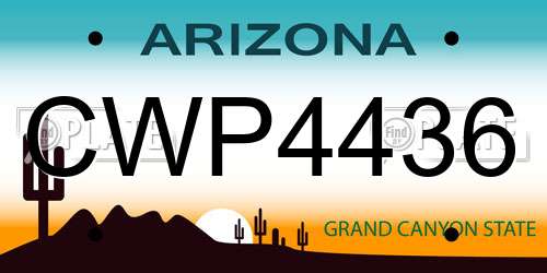 CWP4436 Arizona License Plate