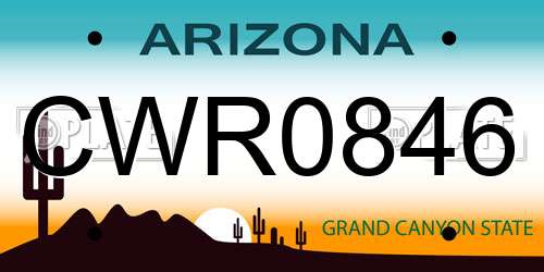 CWR0846 Arizona License Plate