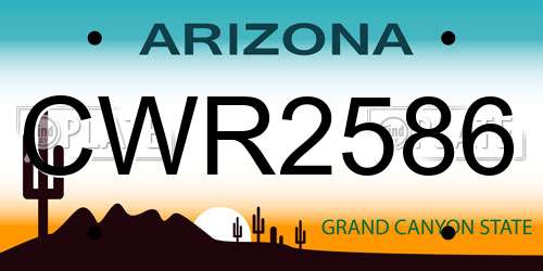 CWR2586 Arizona License Plate