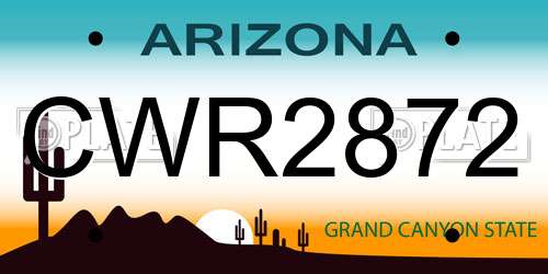 CWR2872 Arizona License Plate