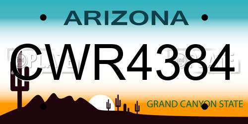 CWR4384 Arizona License Plate