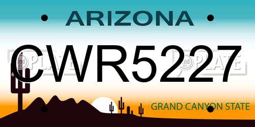 CWR5227 Arizona License Plate