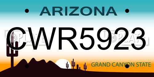 CWR5923 Arizona License Plate