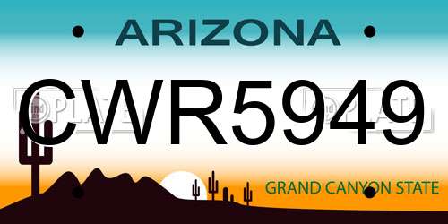 CWR5949 Arizona License Plate