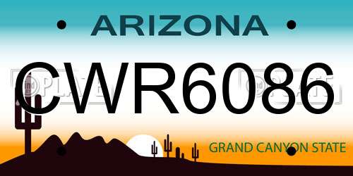 CWR6086 Arizona License Plate