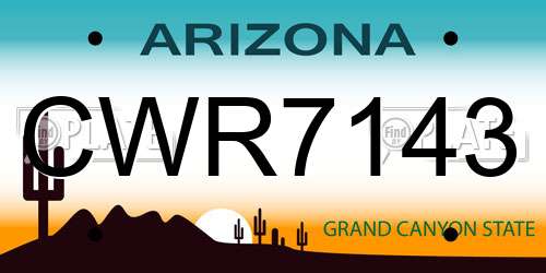 CWR7143 Arizona License Plate