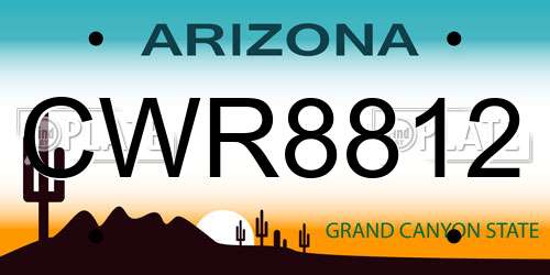 CWR8812 Arizona License Plate