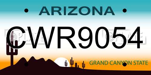 CWR9054 Arizona License Plate