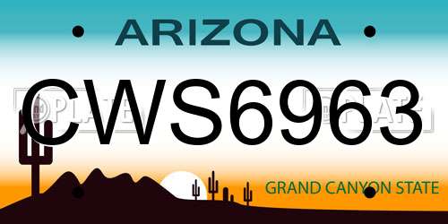 CWS6963 Arizona License Plate