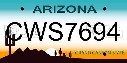CWS7694 Arizona License Plate