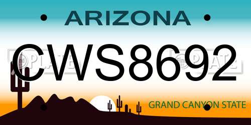 CWS8692 Arizona License Plate