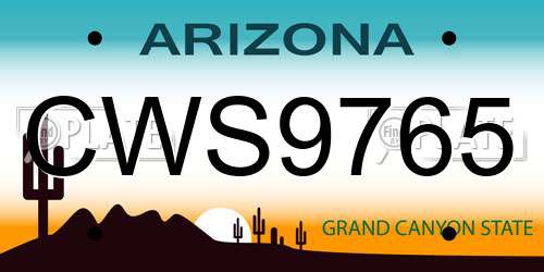 CWS9765 Arizona License Plate