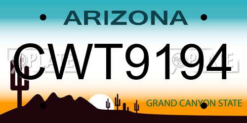 CWT9194 Arizona License Plate