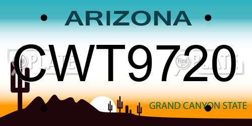 CWT9720 Arizona License Plate
