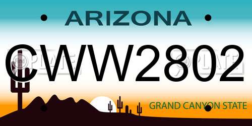 CWW2802 Arizona License Plate