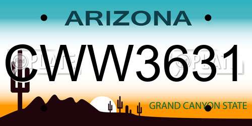 CWW3631 Arizona License Plate