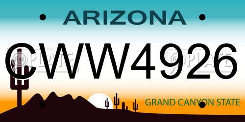 CWW4926 Arizona License Plate