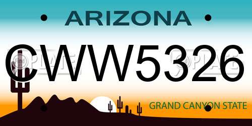CWW5326 Arizona License Plate