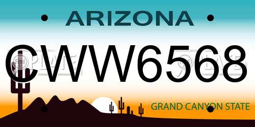 CWW6568 Arizona License Plate