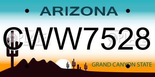 CWW7528 Arizona License Plate