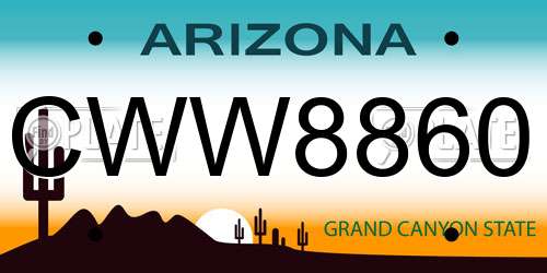 CWW8860 Arizona License Plate