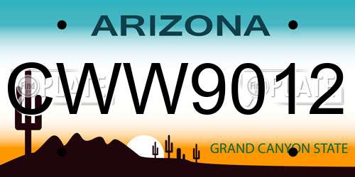 CWW9012 Arizona License Plate