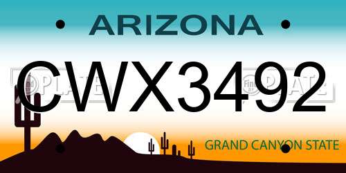 CWX3492 Arizona License Plate