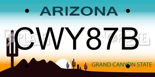 CWY87B Arizona License Plate