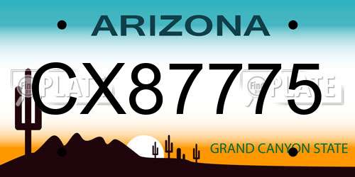 CX87775 Arizona License Plate