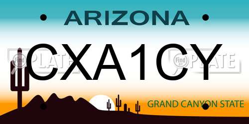 CXA1CY Arizona License Plate