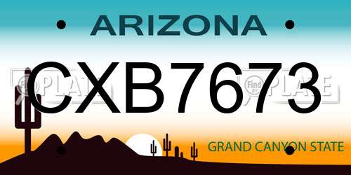CXB7673 Arizona License Plate