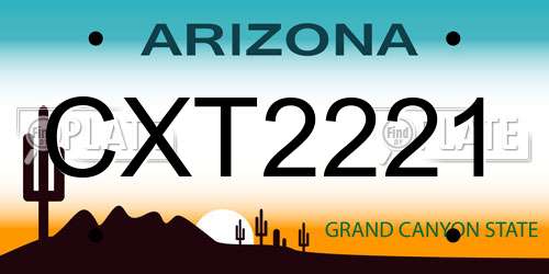 CXT2221 Arizona License Plate
