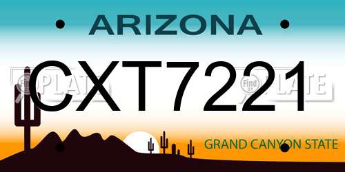 CXT7221 Arizona License Plate