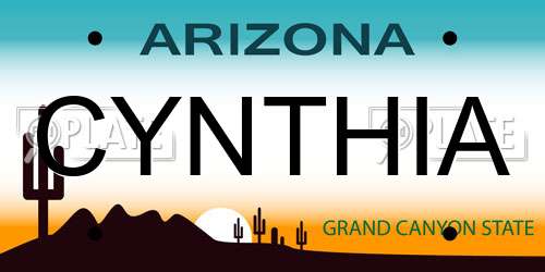CYNTHIA Arizona License Plate