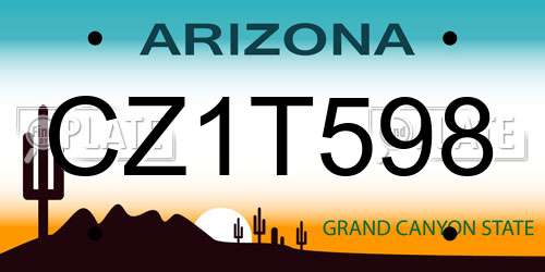CZ1T598 Arizona License Plate