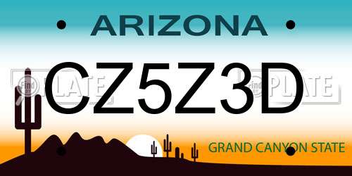 CZ5Z3D Arizona License Plate