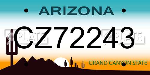 CZ72243 Arizona License Plate