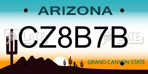 CZ8B7B Arizona License Plate
