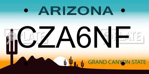 CZA6NF Arizona License Plate