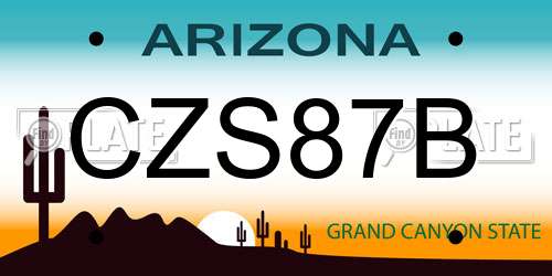 CZS87B Arizona License Plate