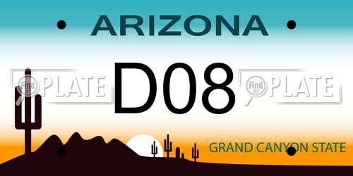 D08 Arizona License Plate