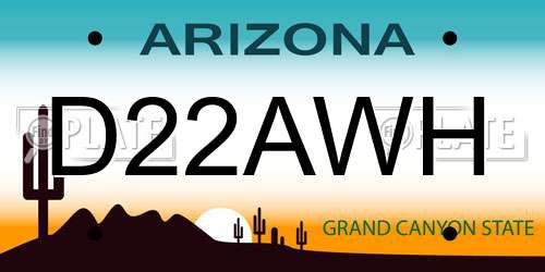 D22AWH Arizona License Plate