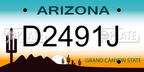 D2491J Arizona License Plate